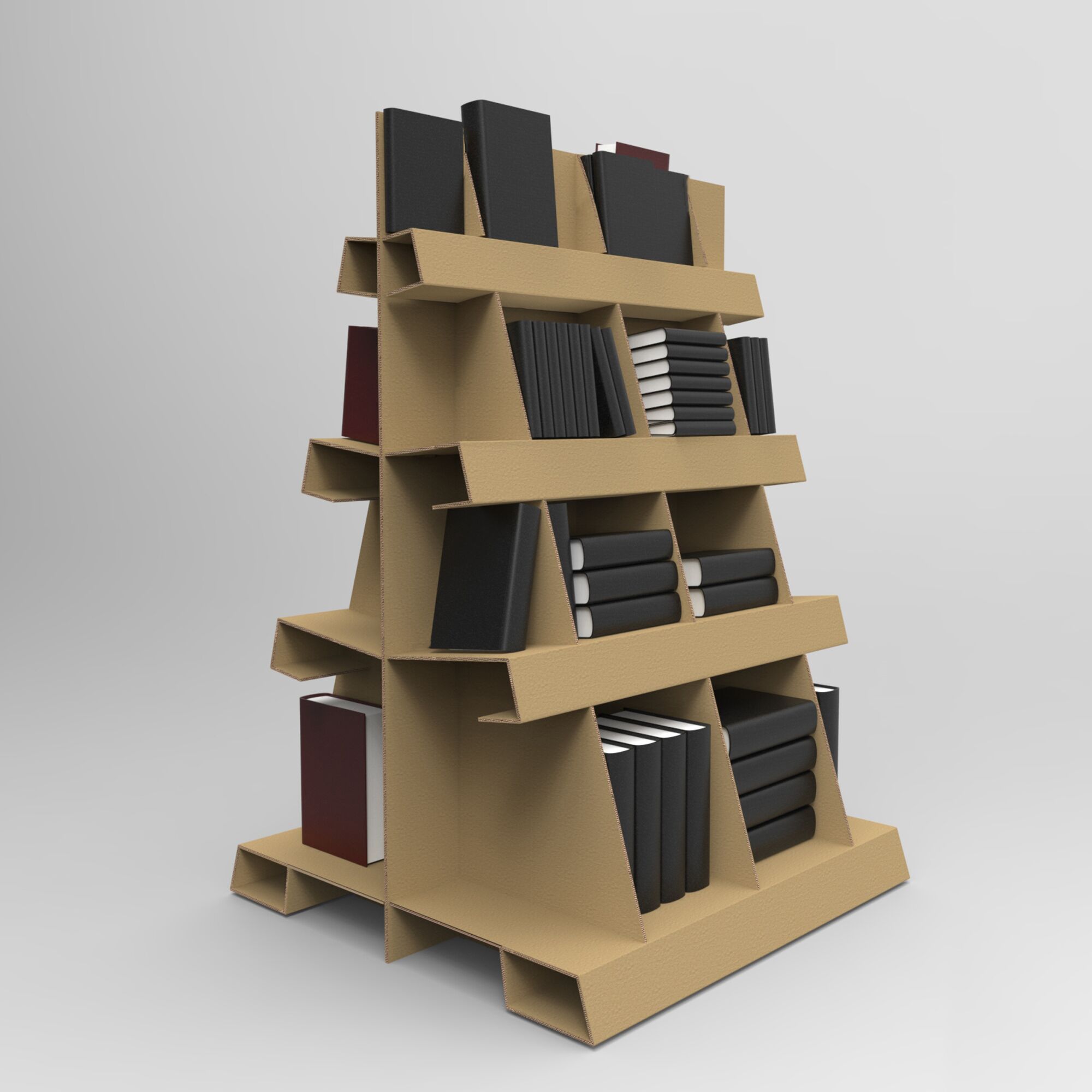 Stand modular din carton pentru carti - Natur - imagine 1